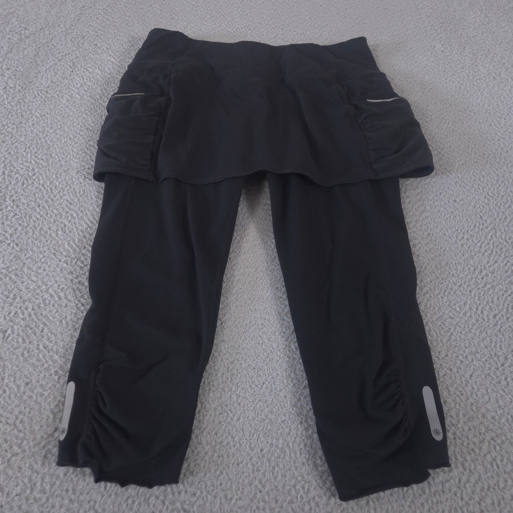 Athleta Skirt Capri Leggings Womens L Black Acceleration 2-in-1 Supplex Pockets